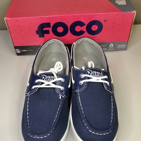 Los Angeles RAMS Men's Sizes Low Top Boat Shoe Navy Side Logo - Picture 2 of 10